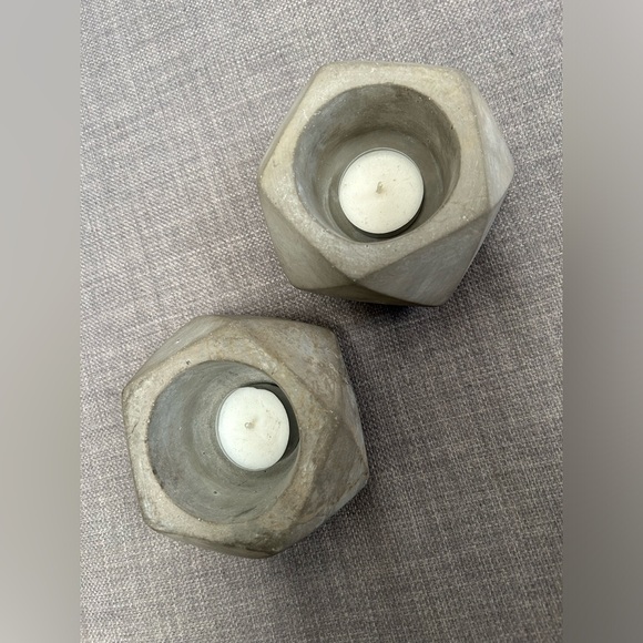2-pcs Concrete Isohedron Planter/Pot/Votive/Spice Holder Handmade MCM #0920247 - Picture 3 of 10